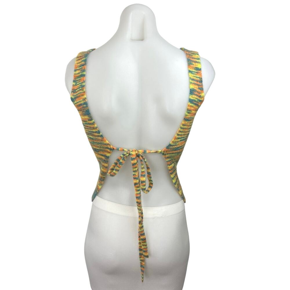 Urban Outfitters Motel Multicolor Striped Space Dye Open Tie Back Tank Top Sz XS - Picture 2 of 3